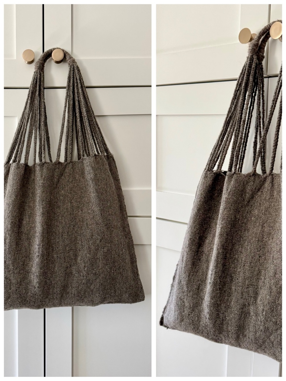 Mexican Handcrafted Grey Wool Knit Shoulder Tote, Woven Hearts Market Bag - Picture 7 of 17